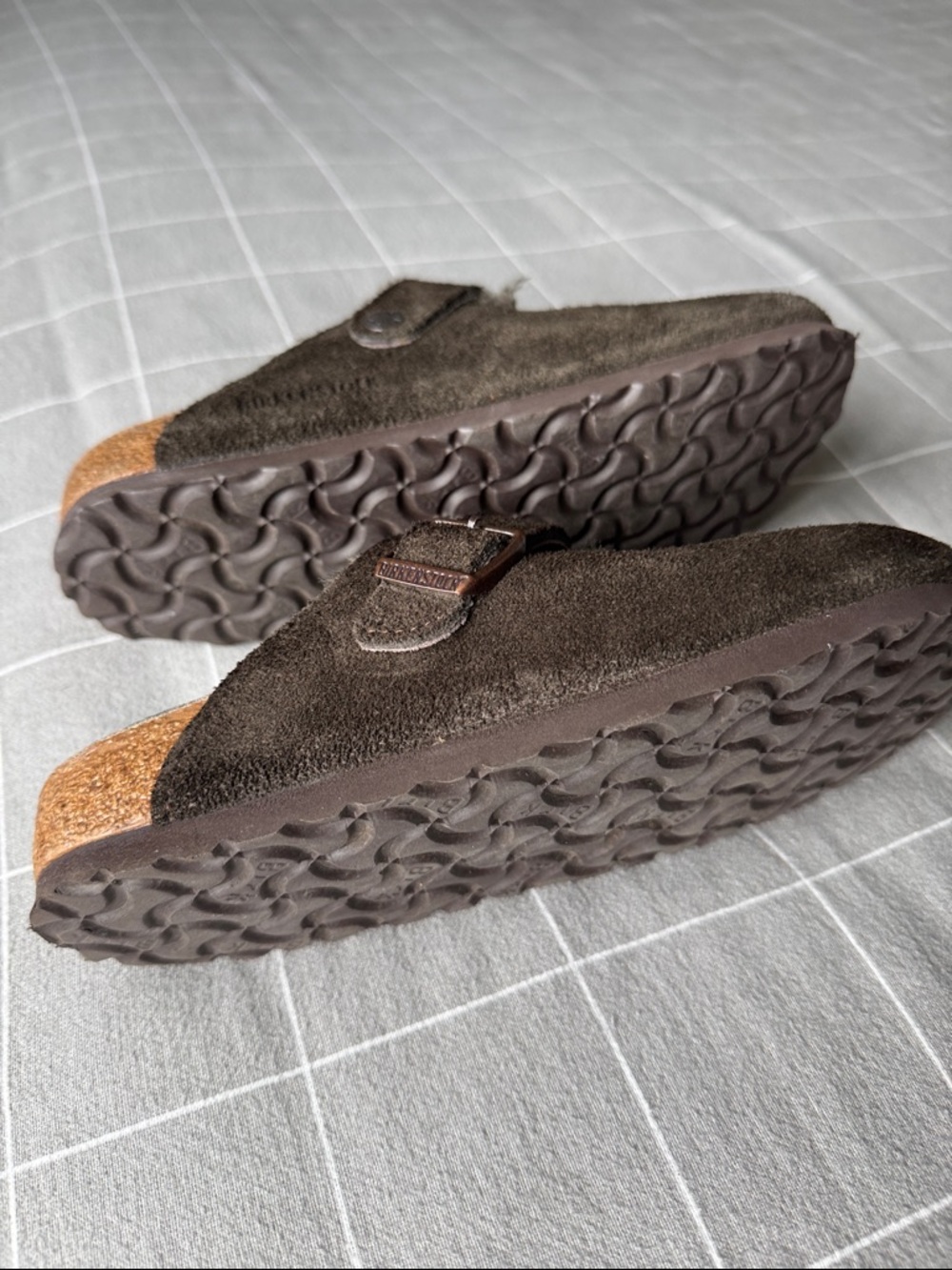 Birkenstock shearling Lined Brown Suede Boston Clogs - Picture 7 of 10
